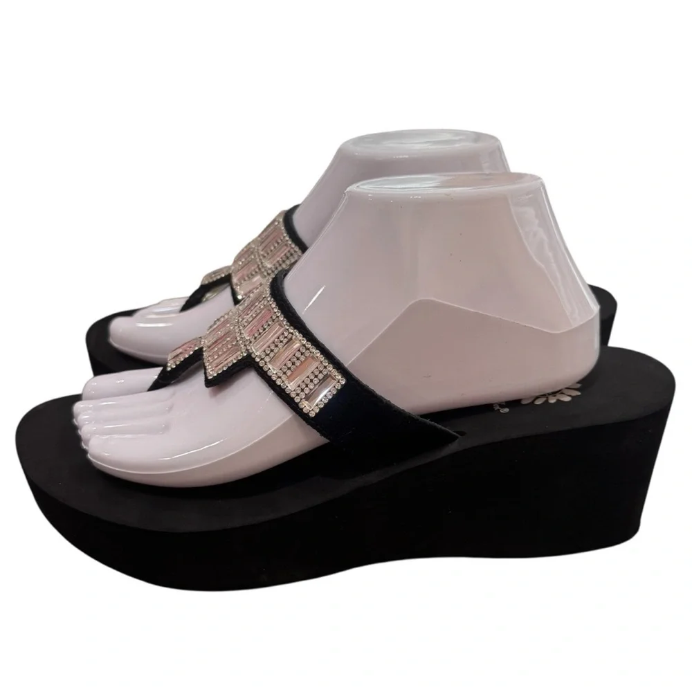 Yellow Box Y2K Platform‎ Jeweled Summer Party Sandals Leather Upper Women's 10